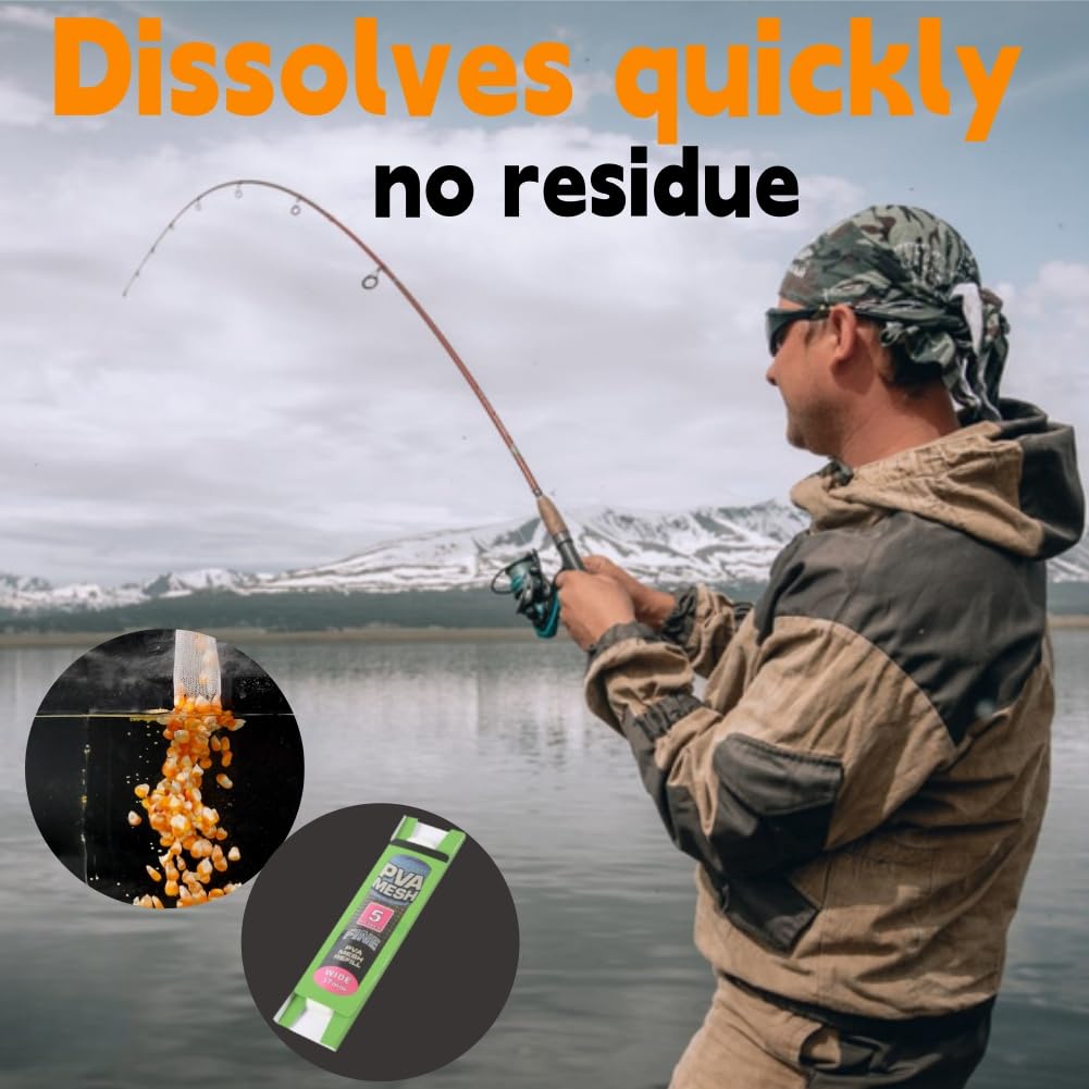 Bolsas de Envoltura de Cebo,4pcs ed de Pesca de PVA,Bolsa de PVA,Malla de PVA de Fusión Rápida,Pesca Mesh Bolsas de Cebo de Malla PVA Carga Agua Rapide Carpa Carga Soluble