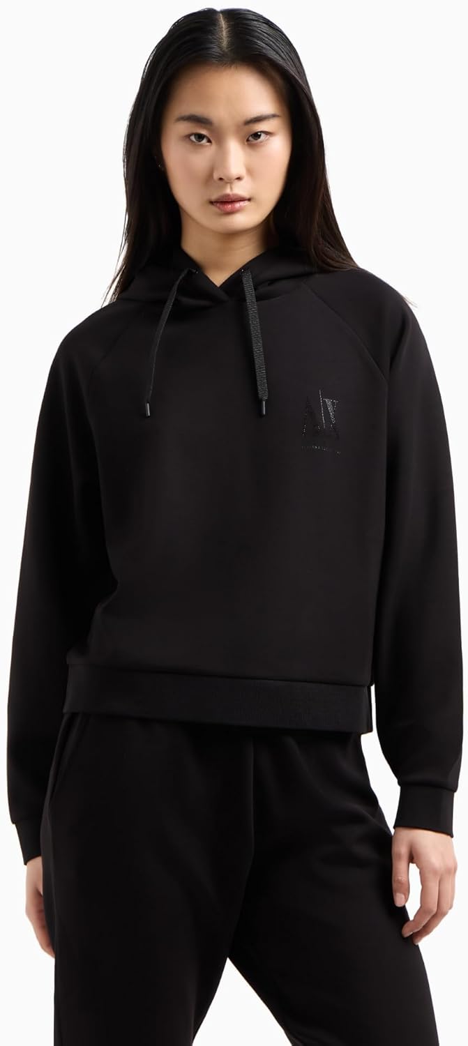 Armani Exchange womens Icon Logo Studs Hoodie - Image 2