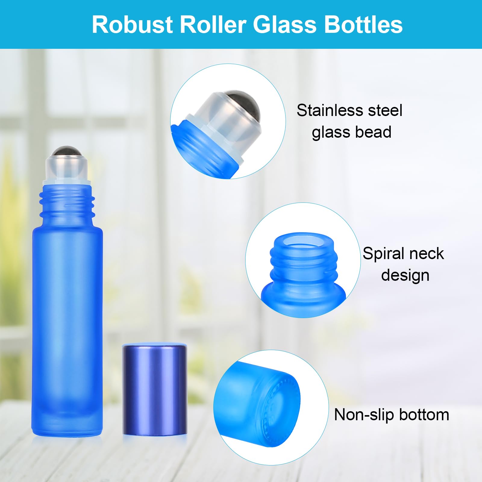 Samulee 10 pezzi bottiglie a rullo di olio essenziale, bottiglia Roll on vuota 10ml, bottiglie di vetro multicolore palle a rullo in acciaio inox 10ml per profumo massaggio olio essenziale