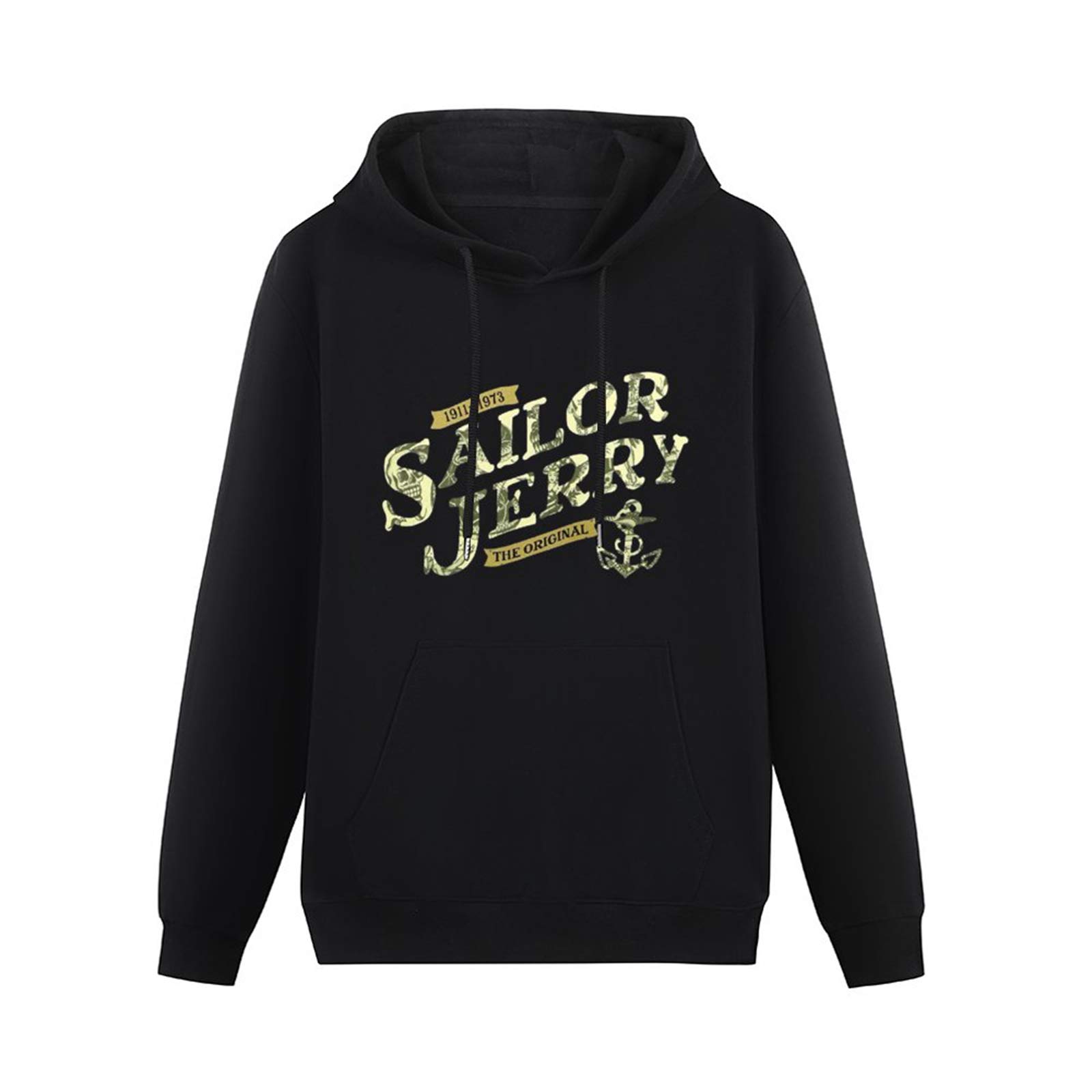 Cheese Scheme New Brand Hot Sailor Jerry Tattoo Flash Seal Hoody Unisex Ptinted Hoodies Long Sleeve Men's Hooded with Pocket Black XL
