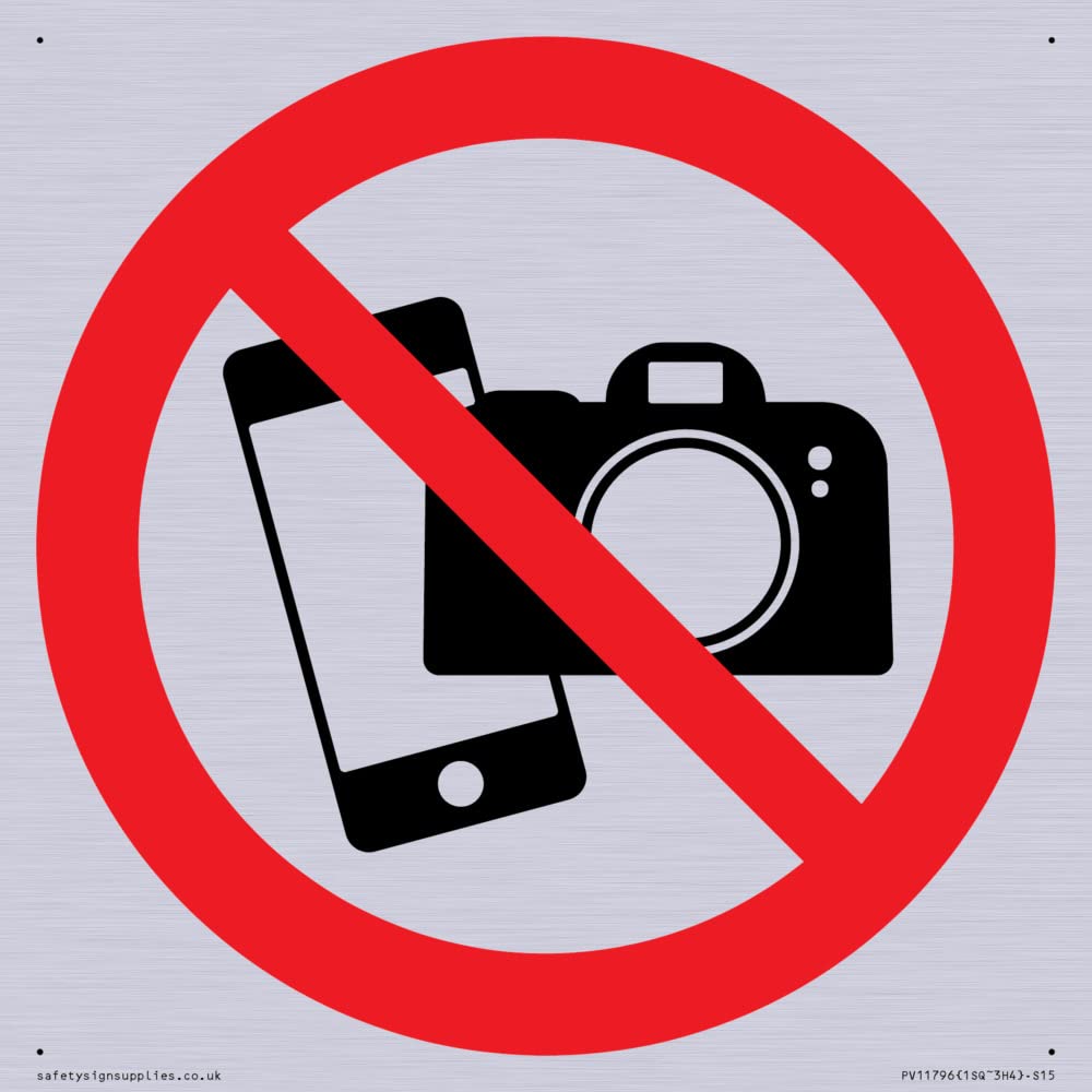 P932 Prohibition: No filming or photography Sign - 150x150mm - S15