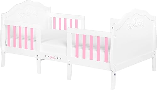 Evolur JPMA & Greenguard Gold - Cama portátil 3 en 1 para niños pequeños con certificación Barbie Rose en blanco y rosa, se convierte en 2 sofás de