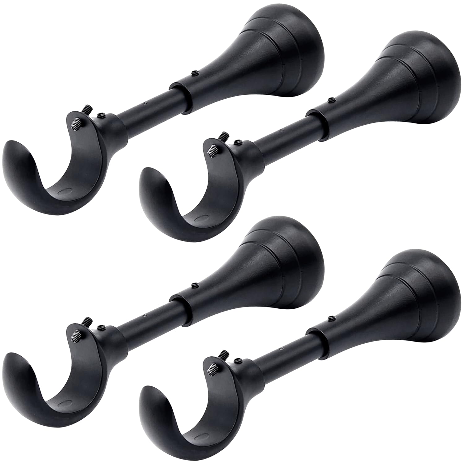 Wsporniki karnisza 15 cm, wytrzymały, duży wspornik karnisza, bardzo długi uchwyt na karnisz od 3/4 do 2,5 cm, 4 szt. wsporników do karniszy, montażu ściennego, zestaw czterech, czarny