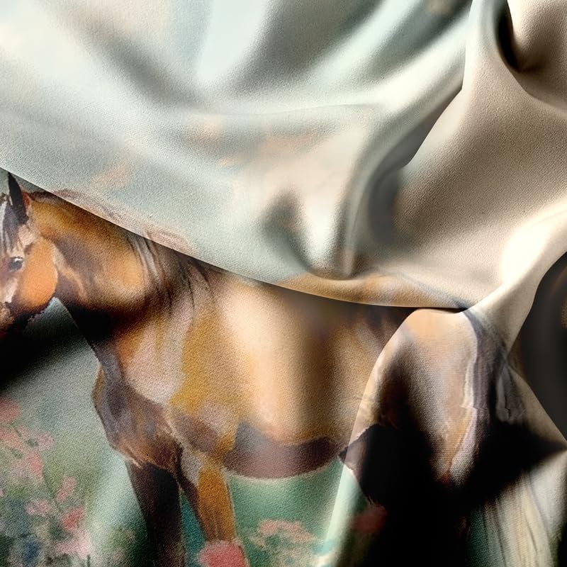 Miniatura 6 de SHOMPE Juego de edredón de caballo para niñas, tamaño Queen, ropa de cama floral retro con animales salvajes y caballos al galope, juegos de edredón