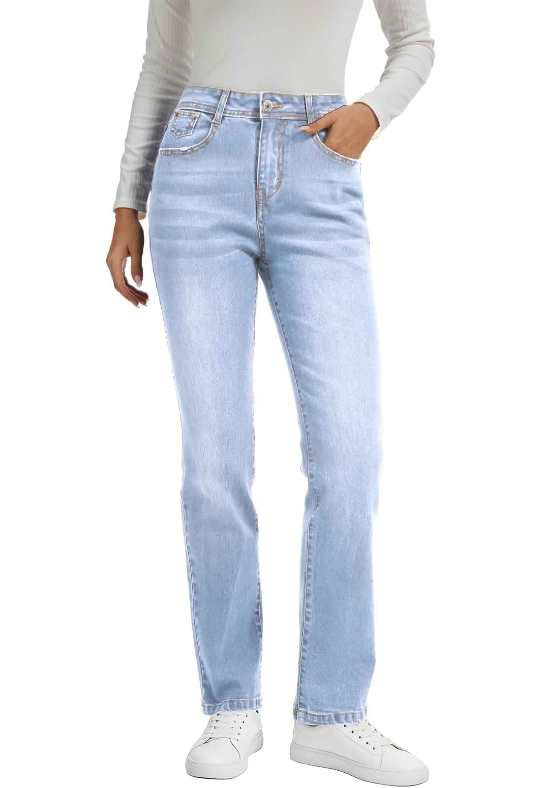 Metietila Womens Classic Jeans Straight Leg Stretchy Denim Pants | Mid Rise,Casual