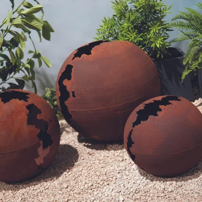 Boule déco métal craquelée - Rouille 30 cm