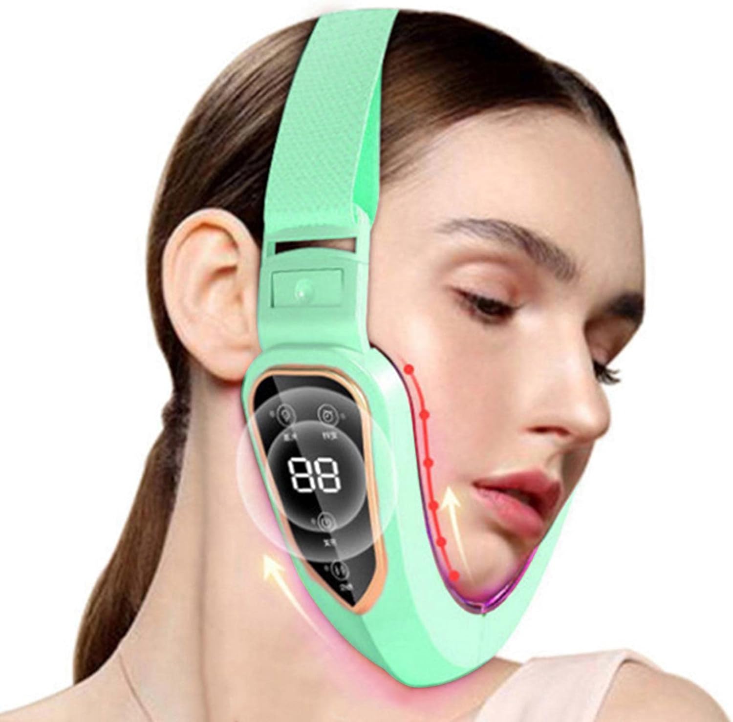 Elektrische V Face Beauty meter, V-gezichtsmassageapparaat, EMS-microstroom, fotonface-lifting machine, 12 versnellingen, V-gezichtsmassageapparaat met 5 lampen, schoonheidsapparaat voor dubbele kinverwijdering