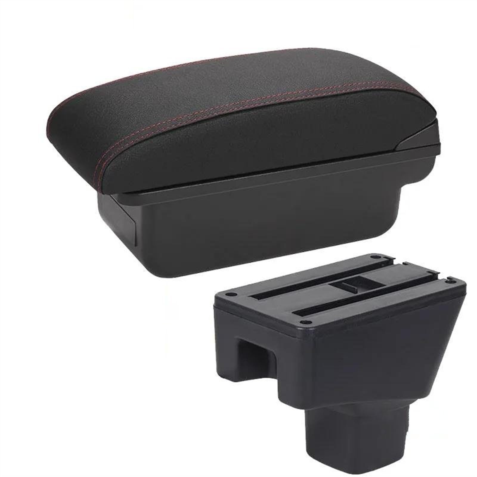 NMJLQW Storage Rack Armrest Interior Parts Car Armrest Box Retrofit Parts Storage Box Car Accessories Interior Details For SX4(C1 Black red NO USB)