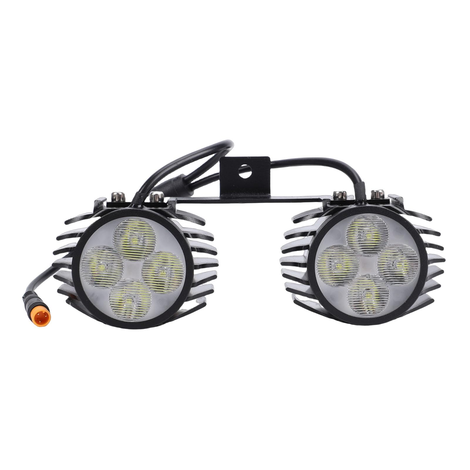 Tbest Luz Delantera de Doble Cabezal para Patinete Eléctrico, Lámpara LED Superbrillante de Aleación de Aluminio para Manillar, para Bicicletas, Motocicletas, Vehículos Compartidos