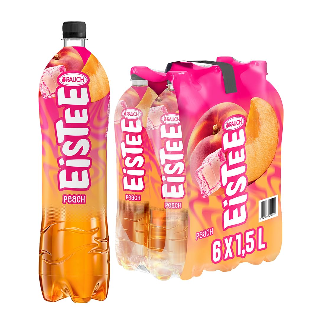 Rauch Eistee Peach | Eis Tee par Excellence mit Hagebutte | Ideal für Tee Trinker | Unwiderstehlicher Durstlöscher |Drink in 6x 1,5 Liter PET Flasche