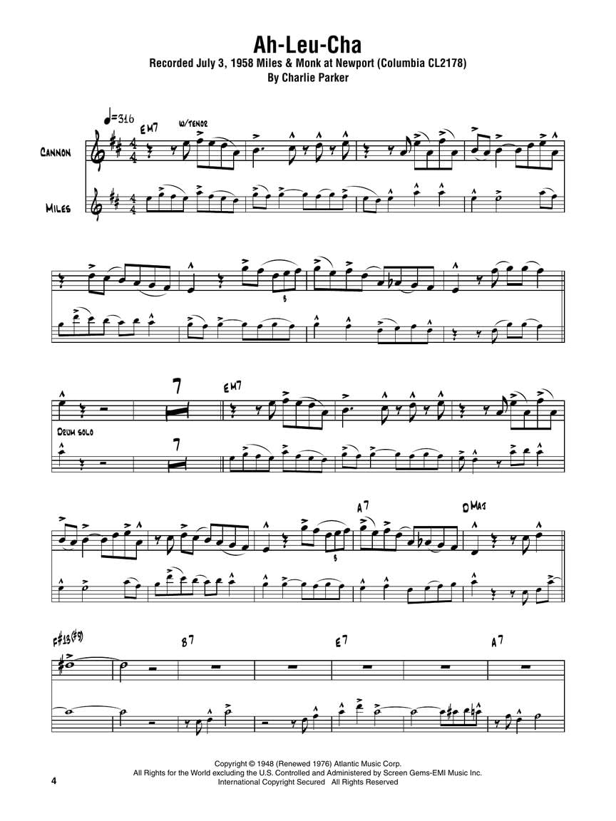 Cannonball adderley - omnibook: For E-Flat Instruments