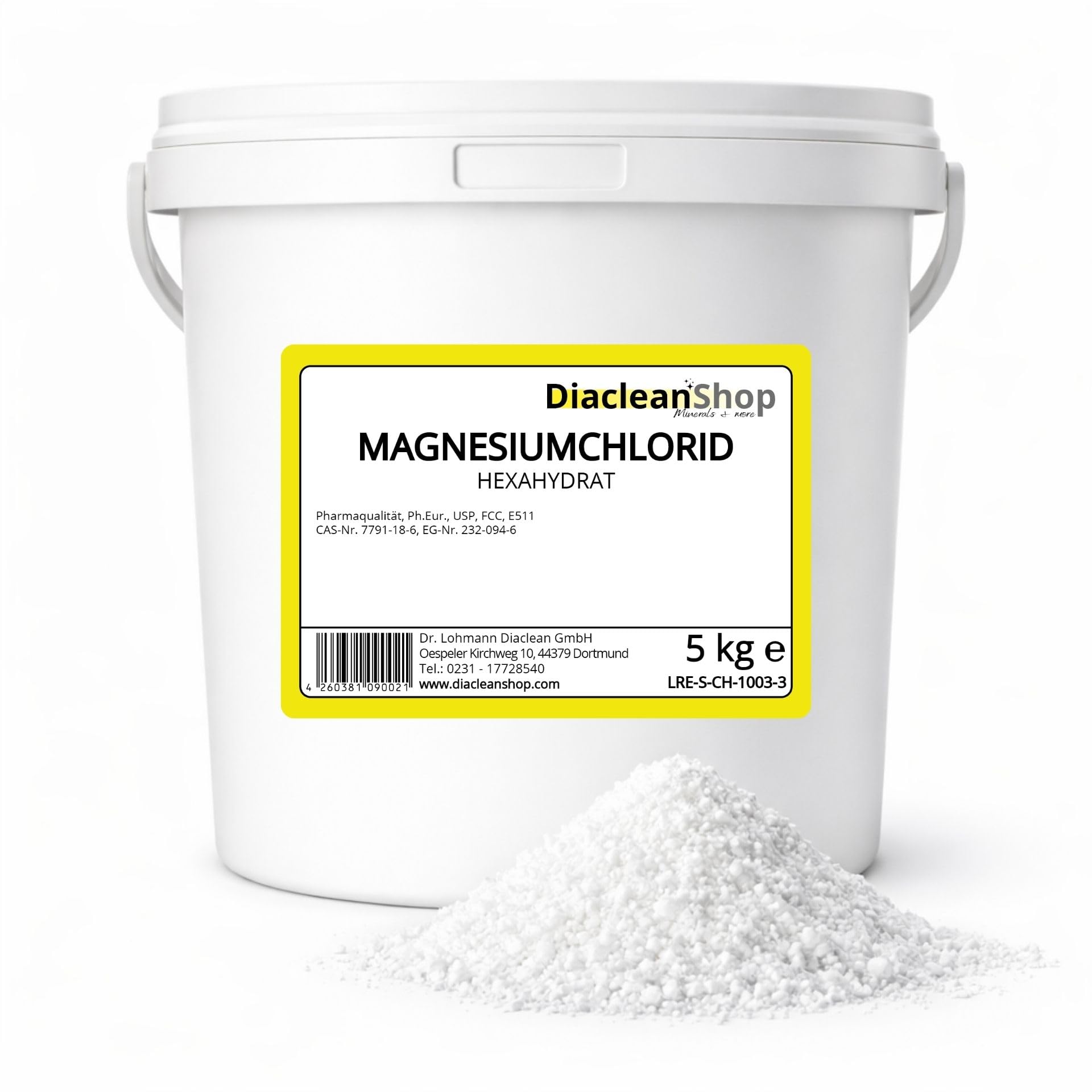 DIACLEANSHOP Magnesiumchlorid Hexahydrat 5kg Pharmaqualität E511