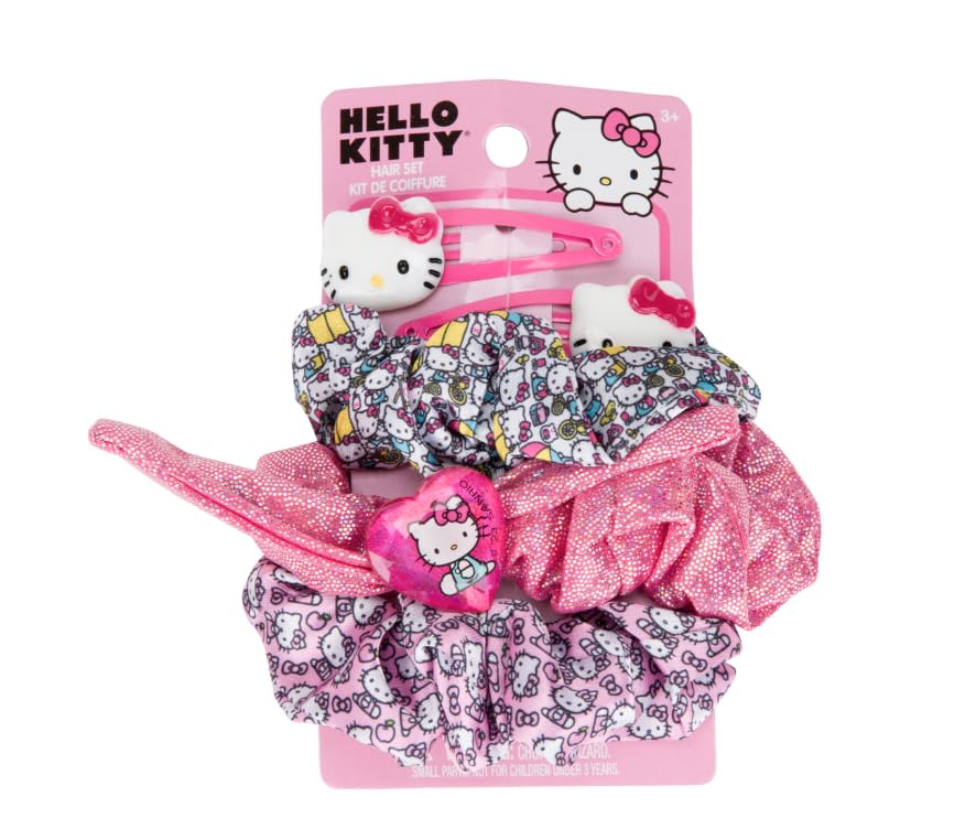 Townley Girl Hello Kitty Scrunchie and Clip 5pc Hair Set