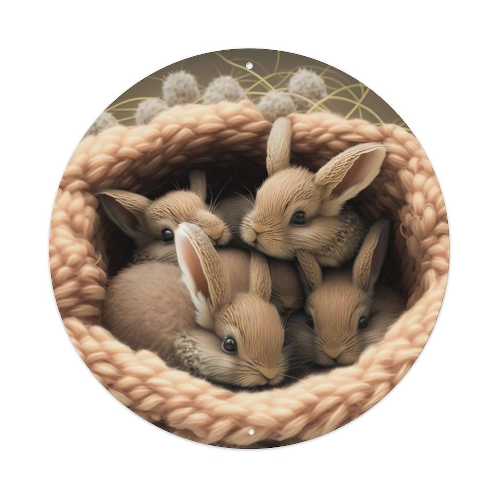 Animal Artwork Rabbit in Cage Vintage Metal Tin Sign Plaque Wall Decor for Cafe, Club Bar, Office, Garden Metal Poster 8x8Inch