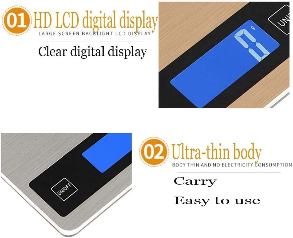 Electronic Weighing Digital Kitchen Weighing Waterproof Slim Colourful Design Electronic Cooking Appliance for Home/Kitchen Weigh Up to 15kg Scales (Color : Silver, Size : 15kg/1g)