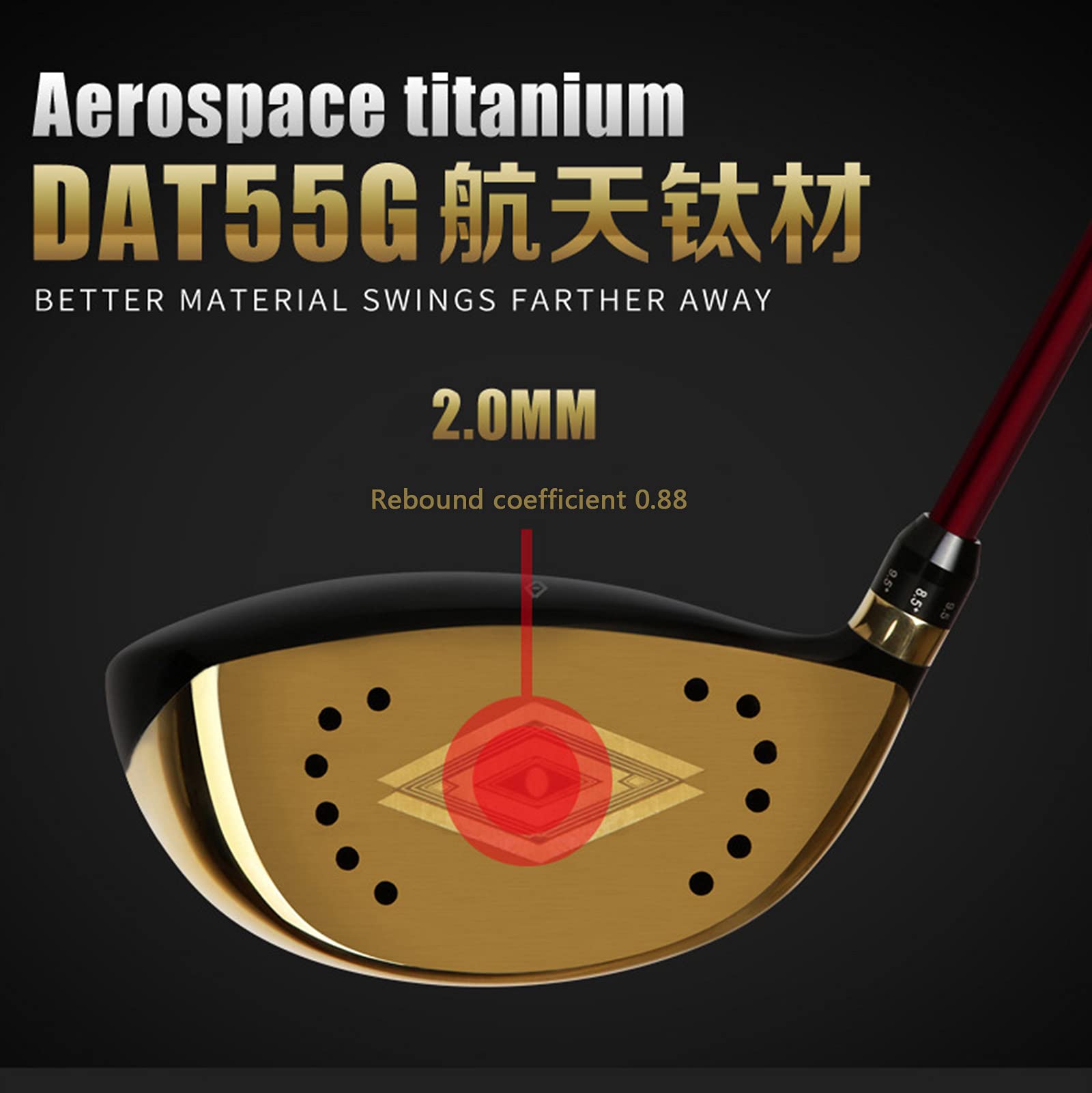 Titanium Golf Driver für Herren, Herren Golfschläger Paket Set, 1 Holz Schwarz/Gold R/SR/S Carbonschaft, Geeignet für Anfänger und Fortgeschrittene