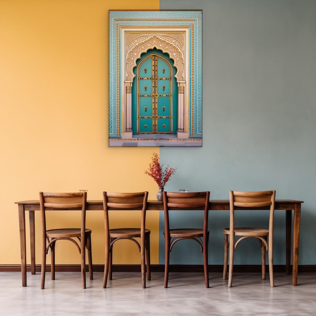 Canvas for Living room. Unlocking Elegance: A Vision of Opulence in Teal and Gold, 27 x 18 inch Canvas Wall Art - Modern Home Decor - 69x46 cm (27x18 inch)