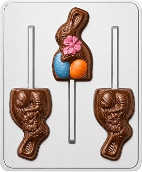 Easter Bunny with Bow Lollipop Chocolate Candy Mold 3 Cavities 2.5 x 4 Easter 1836