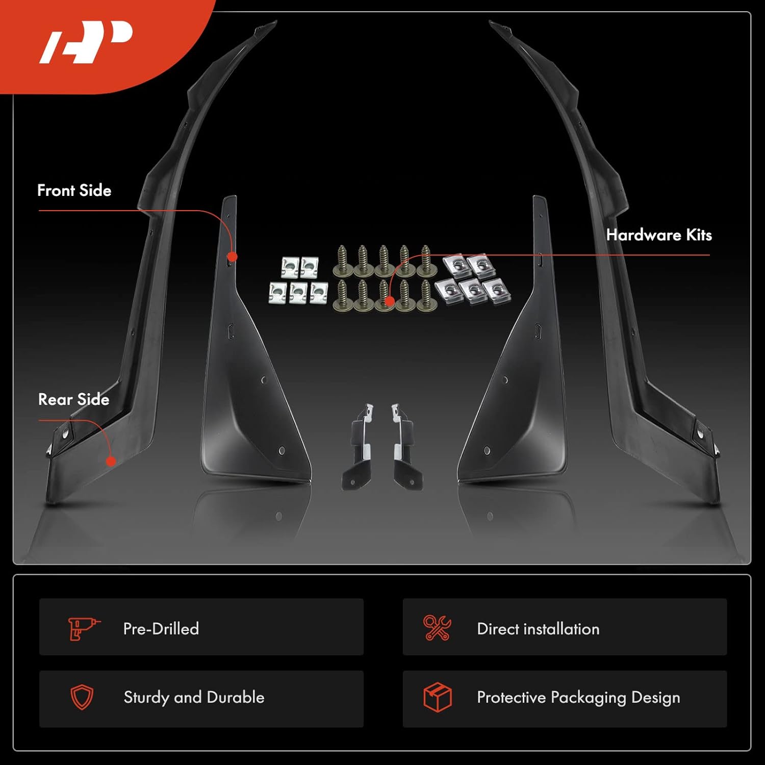 A-Premium Set of 4PCS Mud Flaps Splash Guards Mudguards Mudflaps with Hardware Kits Compatible with Chevrolet Camaro, 2014-2015, Coupe Convertible, Without Ground Effects, Front LH RH and Rear LH RH