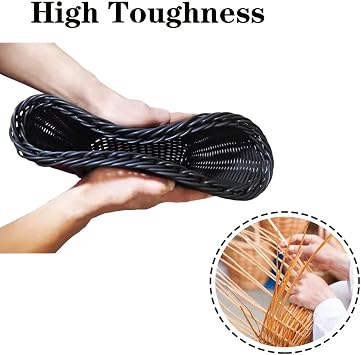 Bike Basket, Front Handlebar Storage Basket with Adjustable Leather Straps, Bicycle Accessories, Hand Woven, Waterproof (Black(10 * 7.5 * 7 in))