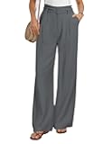 Linen Pants Women, Wide Leg High Waisted Palazzo Trousers with Pockets, Business Casual Outfits