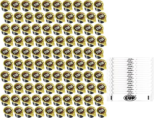 100 Ct SToK Caffeinated Black Unsweetened Cold Brew Coffee Shots with By The Cup Sugar Packets
