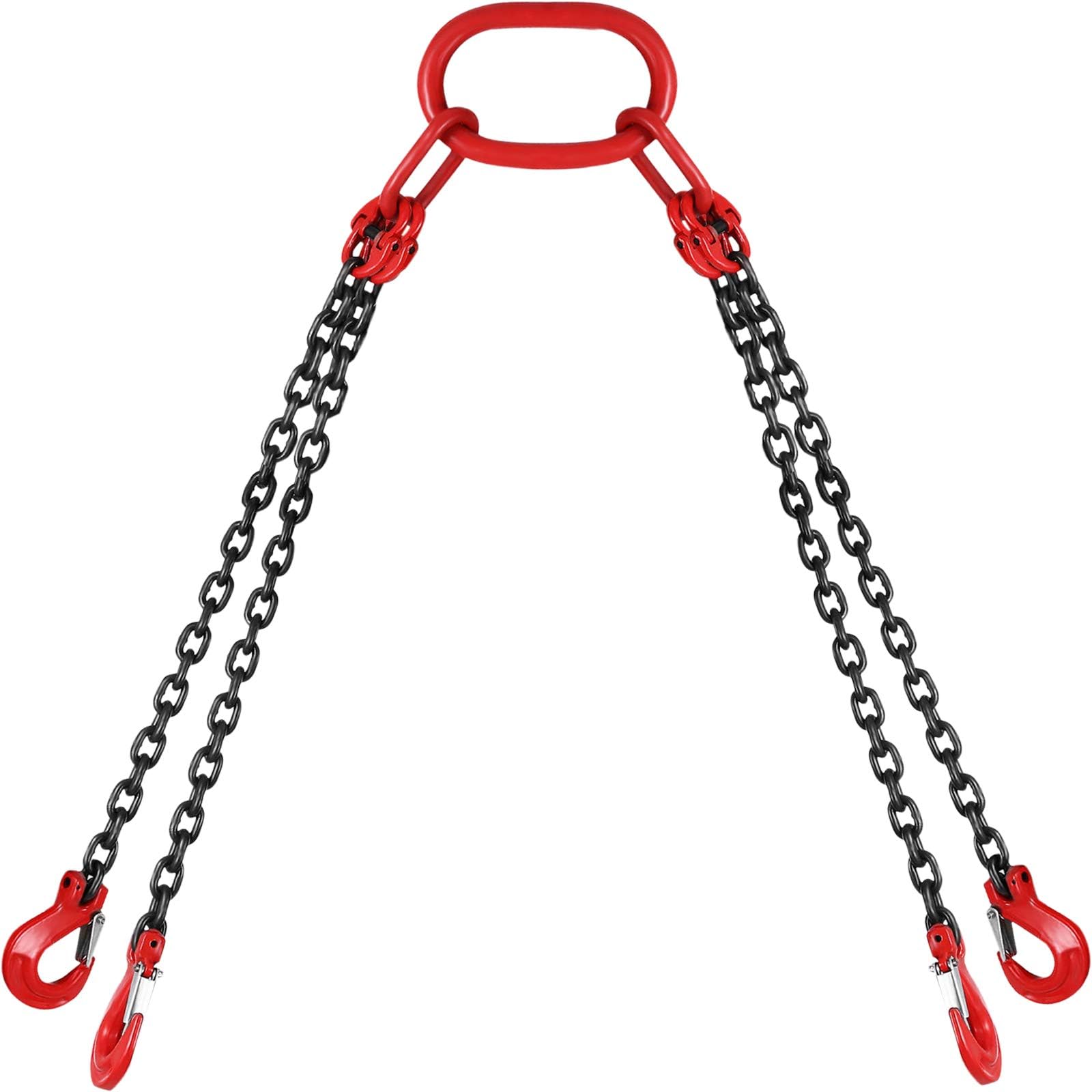 Happybuy 5Ft Chain Sling 5/16 Inch X 5 Ft Engine Lift Chain G80 Alloy Steel Engine Chain Hoist Lifts 3 Ton with 4 Leg Grab Hooks and Adjuster