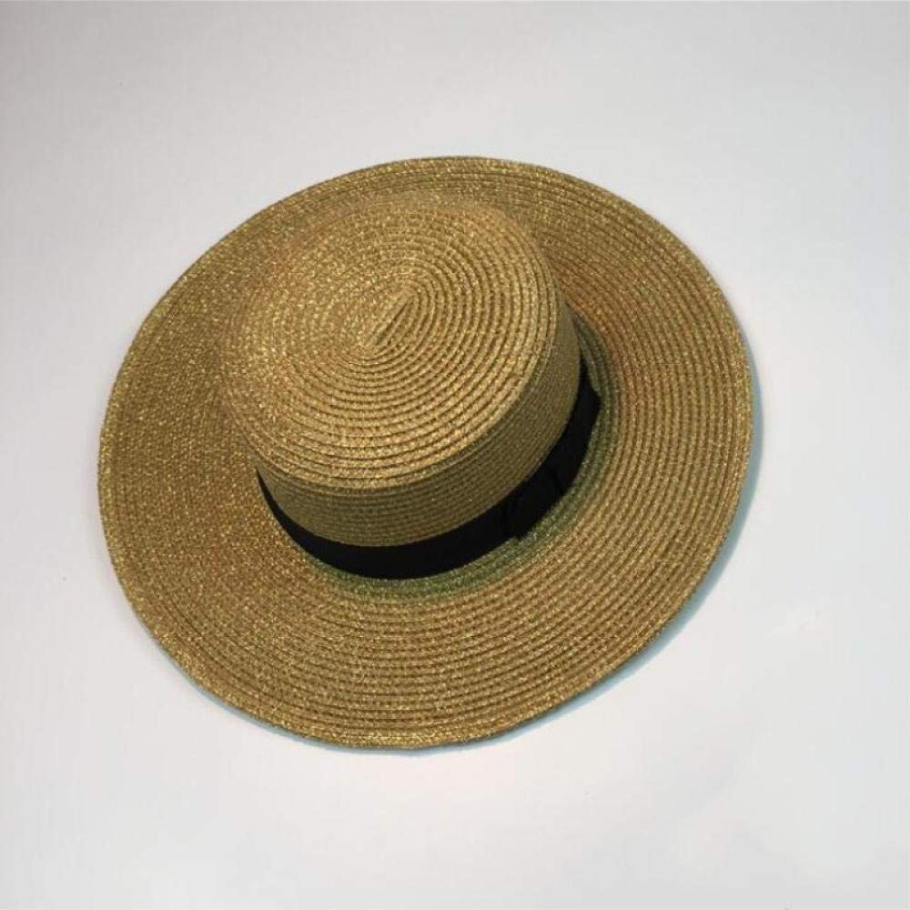 FBJOMSEWZO Sombreros De Paja Gorra De Mujer Sombreros De Mujer Sombrero De Paja De Moda Dorada Gorras De Viaje A La Playa del Mar