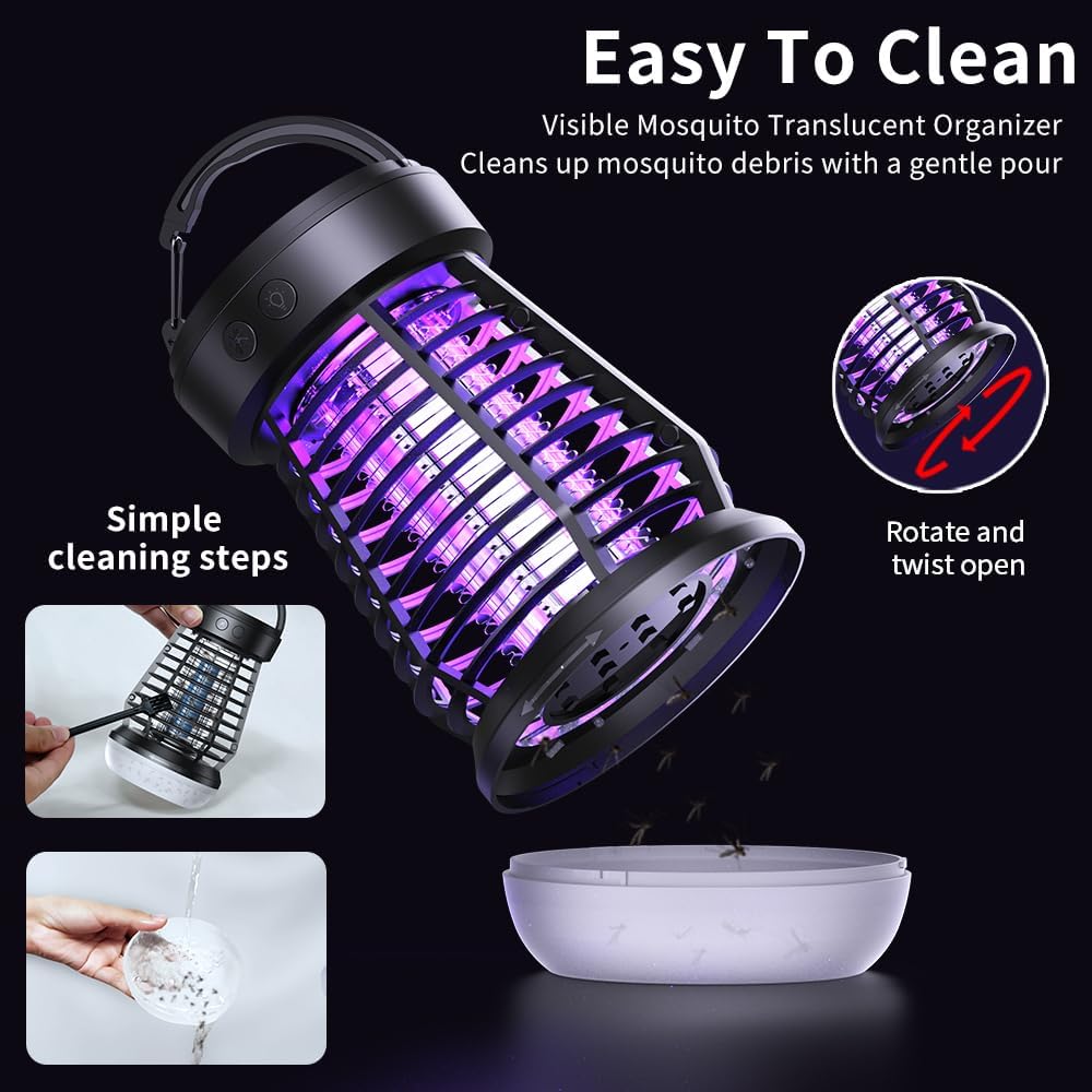 Bseical Mata Mosquitos Electrico, Portátil Lampara Antimosquitos, UV Lampara Mosquitos Electrico con Lámpara LED, Trampa para Mosquitos Eléctrica Impermeable para Uso en Interiores y Exteriores