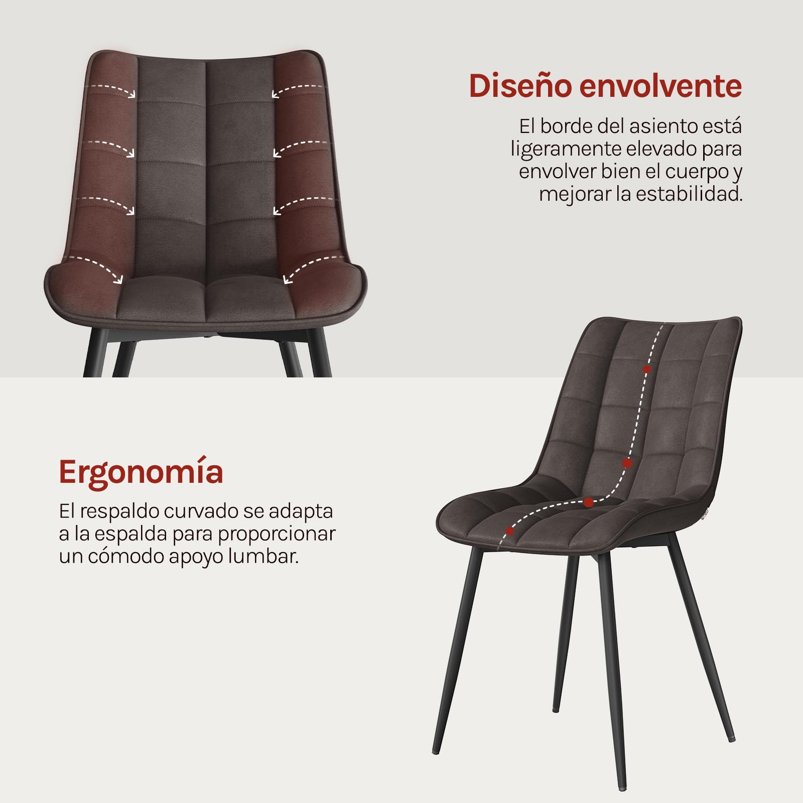 WOLTU Juego de 2 Sillas ComedorTela Tecnológica Vintage,Gris Oscuro