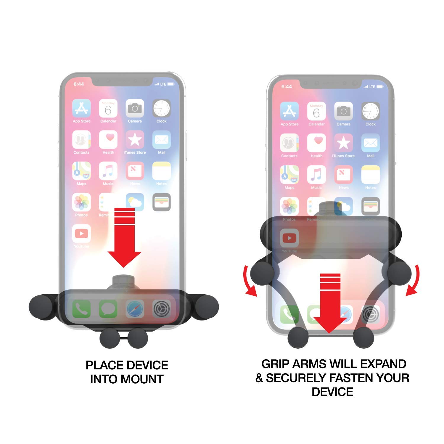 Premier Accessory Group Bungee Auto-Retractable Gravity Vent Mount, Black