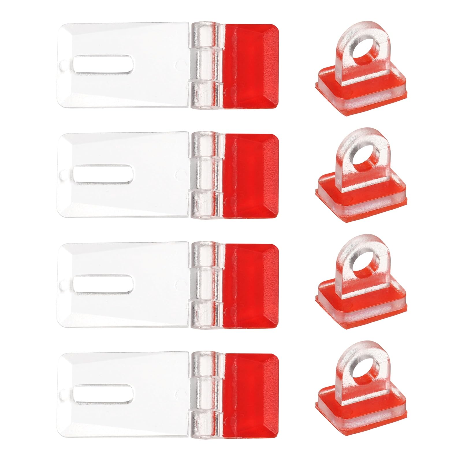sourcing map 4Set Self-Adhesive Latch Buckles Kit, 42x16mm Clear Acrylic Lock Hasp Buckles, Mini Acrylic Clasp Hasp for Cabinet Drawers, Aquarium, DIY Clear Containers, Jewellery Box