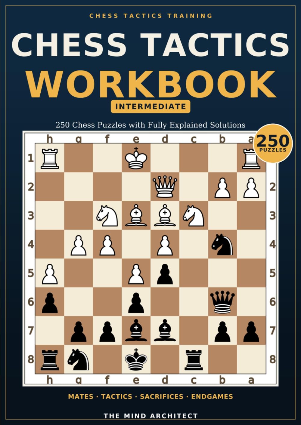 Chess Tactics Workbook- Intermediate: 250 Chess Puzzles with Fully Explained Solutions
