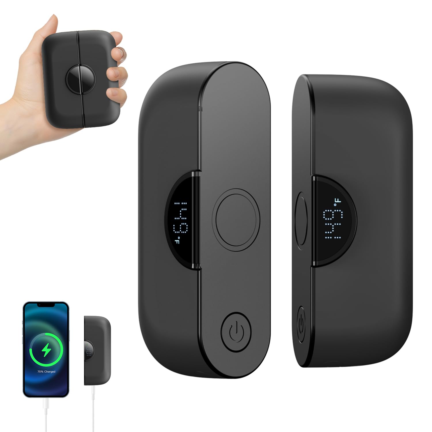 yAyusi Magnetic Hand Warmers Rechargeable 2 Pack, 9000mAh Pocket Portable Electric Hand Warmers with Power Bank Function, LED Display, 5 Heating Fast Heating Levels, Travel Essentials, Gifts Women Men