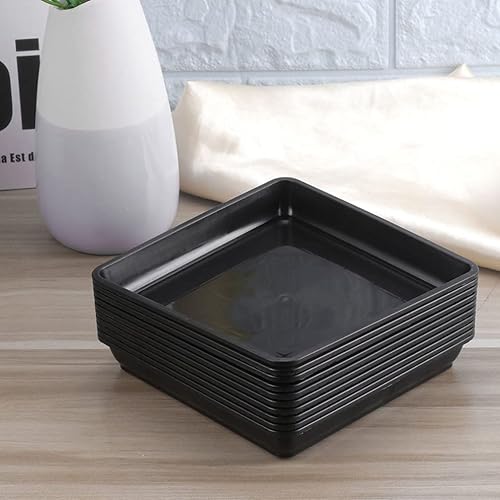 Miniatura 6 de Vaguelly 12 bandejas cuadradas para macetas, bandejas cuadradas de plástico negro para plantas, jardín, goteos de agua en maceta, accesorios para