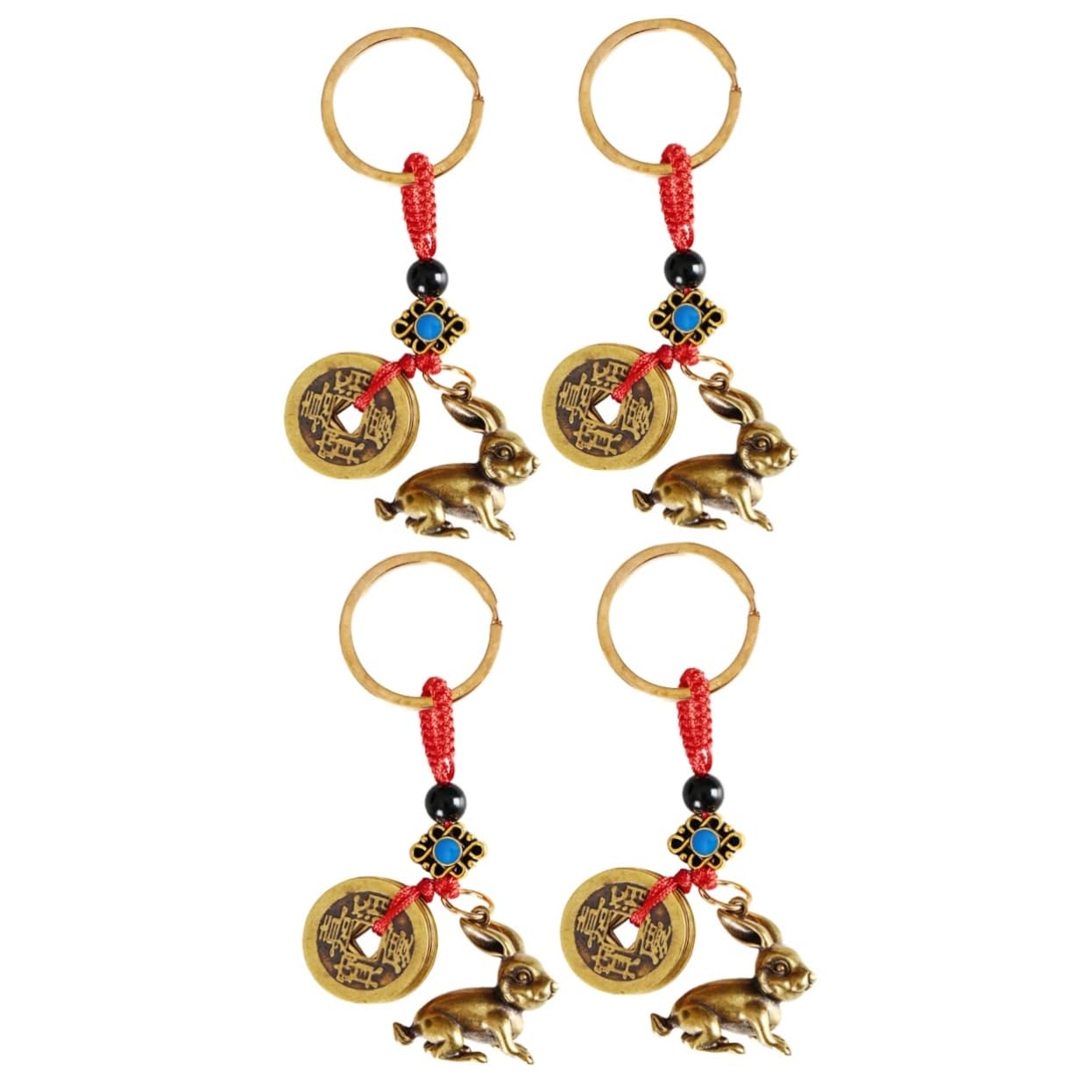SDFsdfdS 4pcs Keyring Pendant Plush Bunny Keychain Gold Decoration