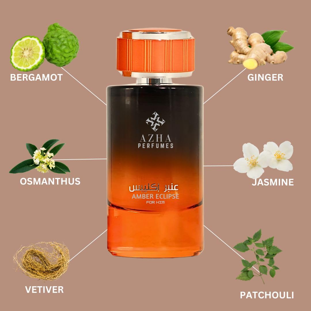 Azha Amber Eclipse For Him Eau De Parfum Spray 100ML(3.4 OZ) Long Lasting Arabian Perfume For Men - Radiant Clash of Citrus, Spice, Floral Oud & Smoky Depth Perfume Men for Timeless Scent Experience - Image 5