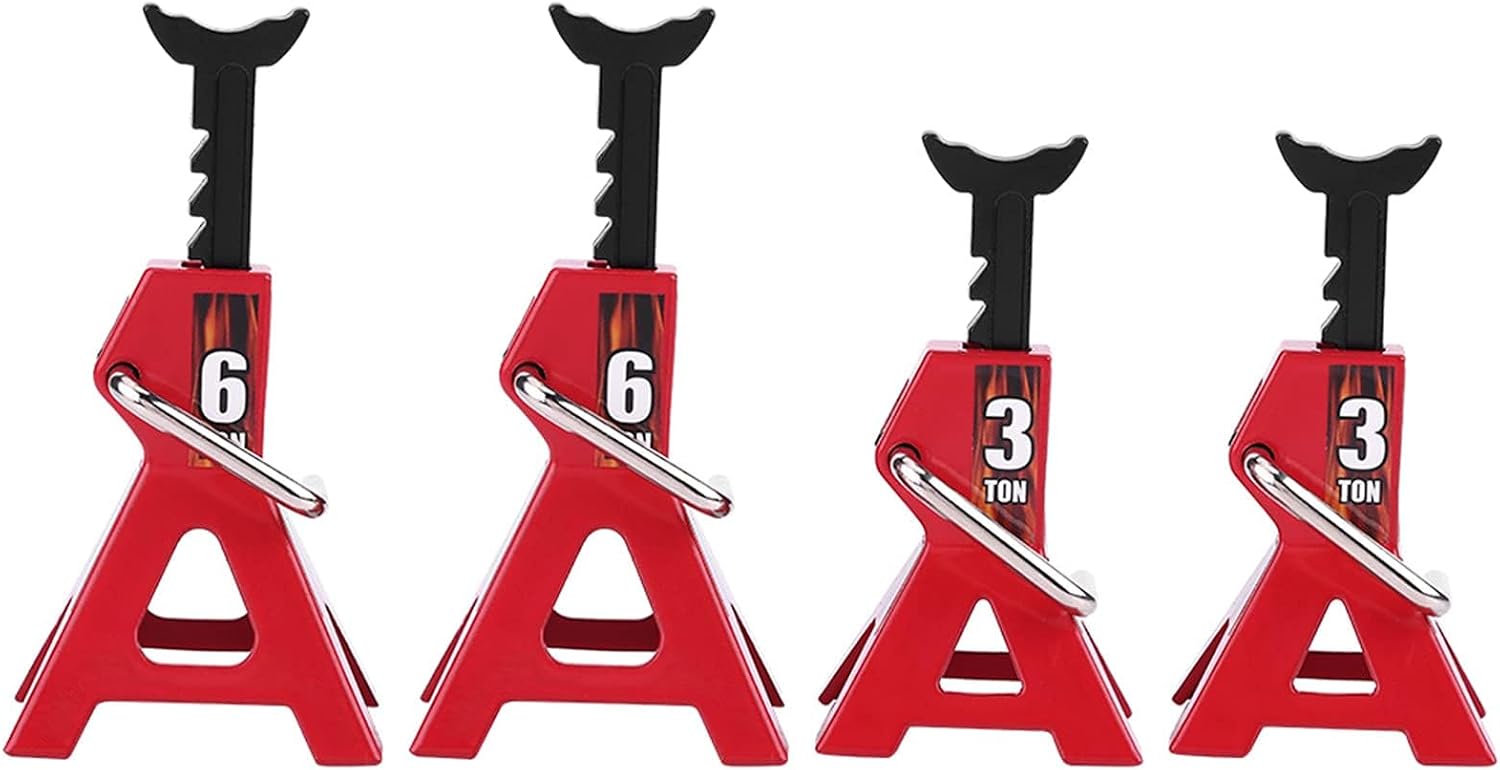 Simulation Jack Stands 4Pcs, Red Metal 3/6 Ton