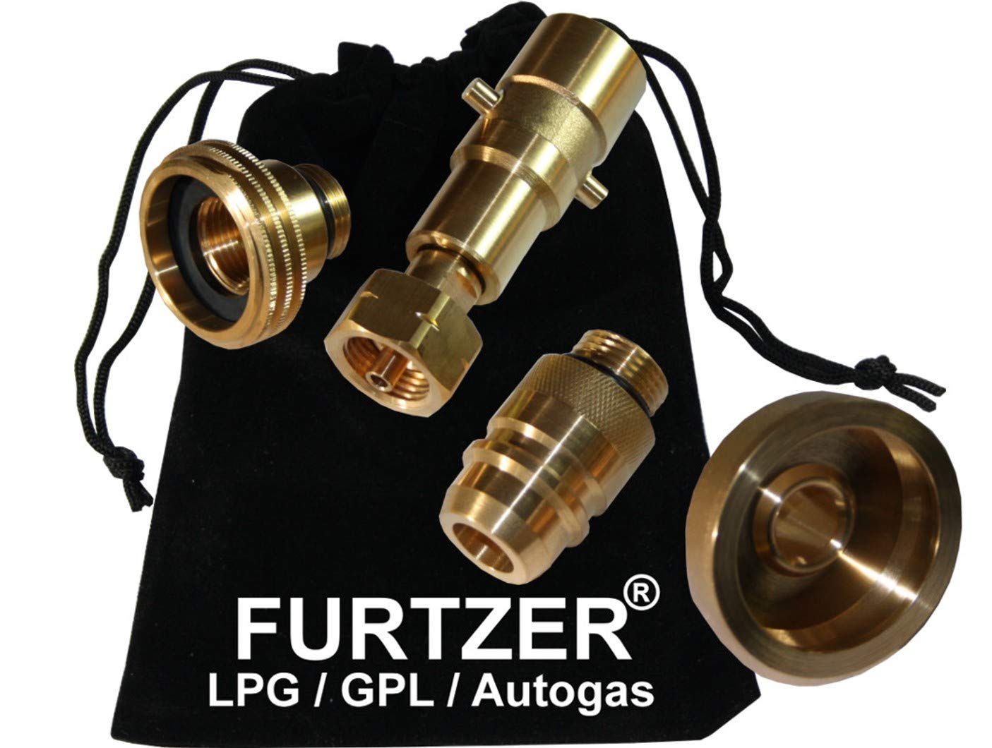LPG GPL Autogas Tankadapter Acme/Dish/EURONOZZLE/BAJONETT Gasflaschen Propangas Lang Adapter mit Stoffbeutel by