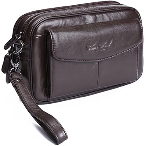 Hebetag Leather Clutch Purse Wallet for Men Organizer Holder Wrist Bag
