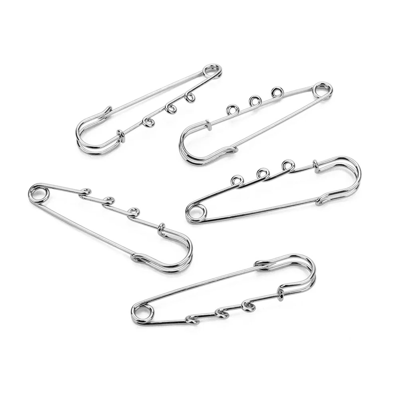 LUYSGBXR Brooch Pin 20pcs Gold Color Safety Pin Brooch Charm Pendant With 3 Loops For Women Men Wedding Brooches Jewelry Making(Color 03,50mm)