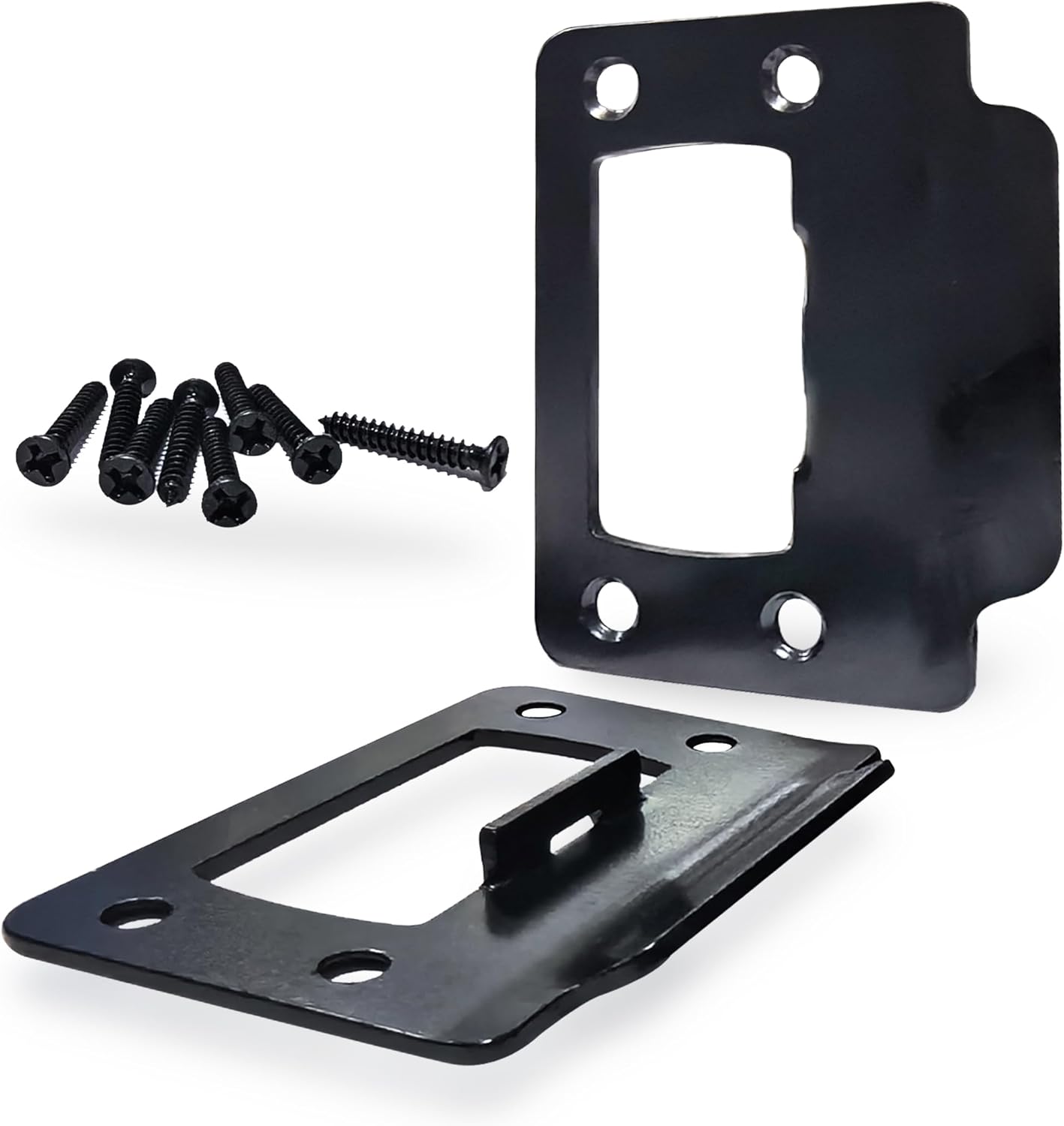 2-1/4" by 1-3/4" Door Latch Restorer Strike Plate for Doors, 2 PCS Universal Door Lock Hardware with Foul 1" Long Screws (Classic Black)