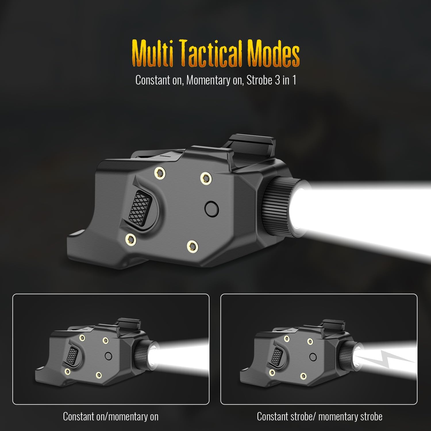 DEFENTAC 500 Lumens Pistol Light is Exclusive Compatible with Glock Gen3 17/19/21/22/30/31 Gen4/5 17/19/20/21/22/23/29/32/35，Momentary and Strobe