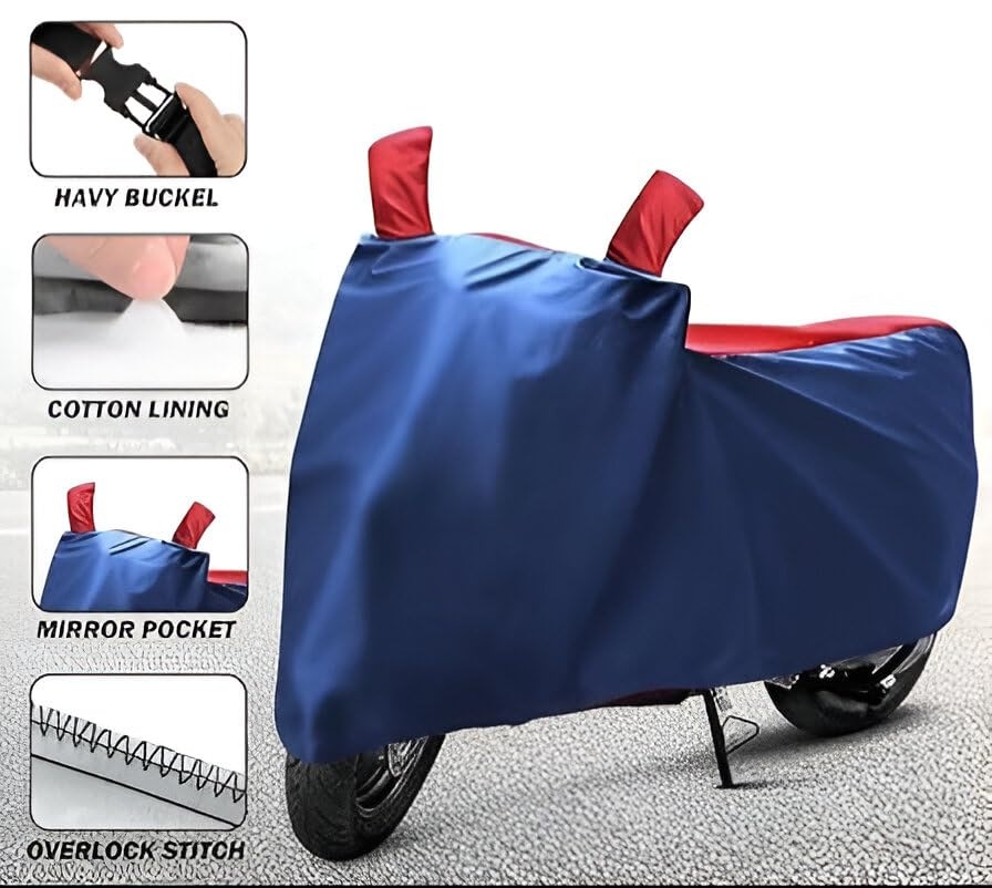 Image of AutoCart Bike Scooty Motorcycle Cover for Premium Bike (Red an Blue Color) Also Suitable for All 125 CC Bikes and Scooty and Upto 150cc Pack of 1 | Design for Suzuki GIXXER
