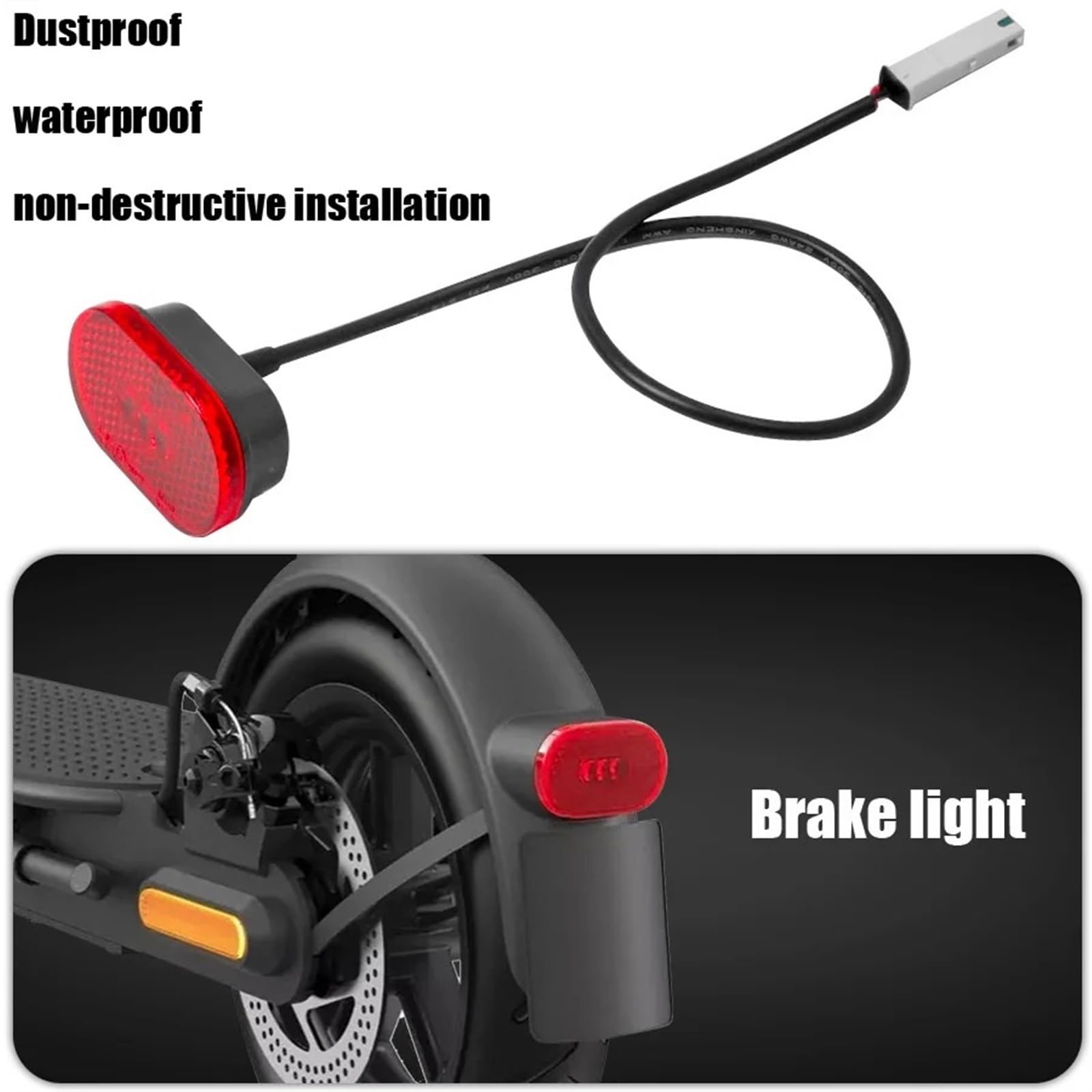 Guardabarros Trasero Mejorado Compatible For Xiaomi M365 Pro2 Scooter Eléctrico Luz Trasera Neumático Trasero Splash Guardabarros Kit De Soporte(Black Sets)