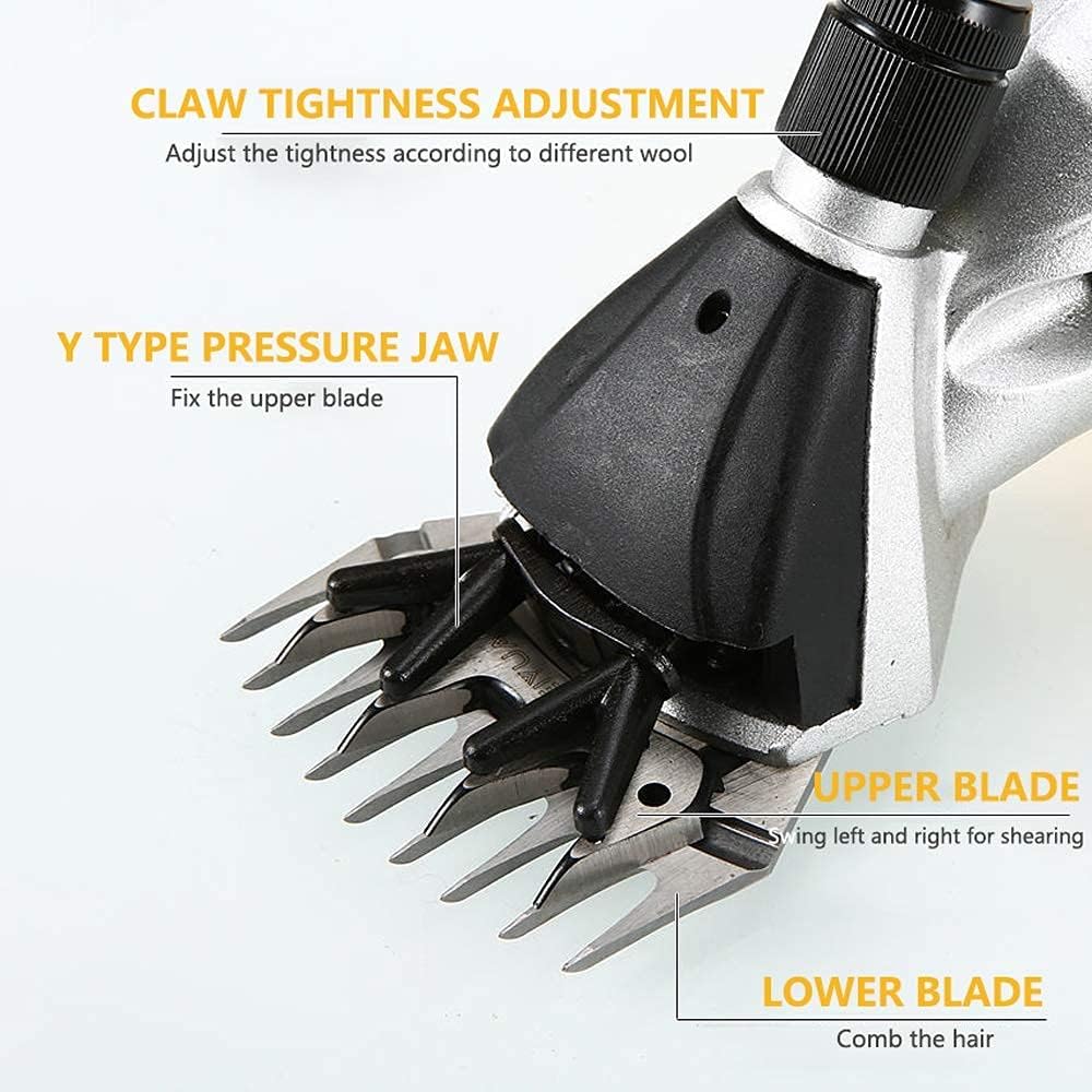 900W Electric Sheep Goat Clipper Shears Horse Clippers Livestock Sheep Goat Animal Hair Fur Shearing 6-Speed Clippers 13 Tooth Curved Blade (9 Tooth Straight Blade) ()