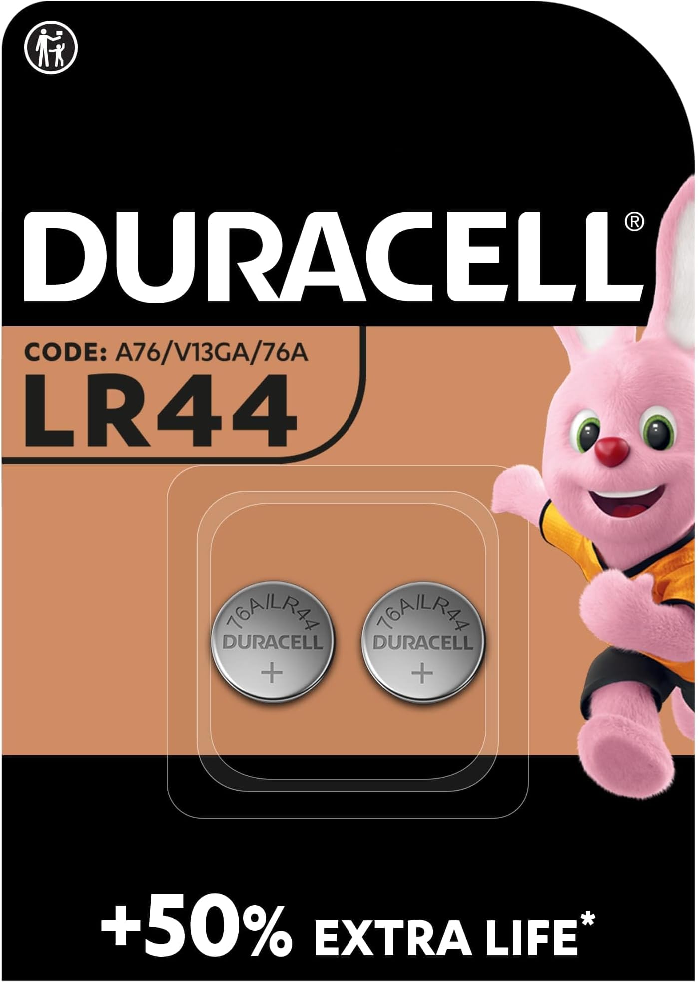 Duracell Specialty Lr44 Alkaline Button Battery 1,5V, Pack of 1 with 2 pieces battery (76A / A76 / V13Ga) Designed For Use In Toys, Calculators And Measurement Devices
