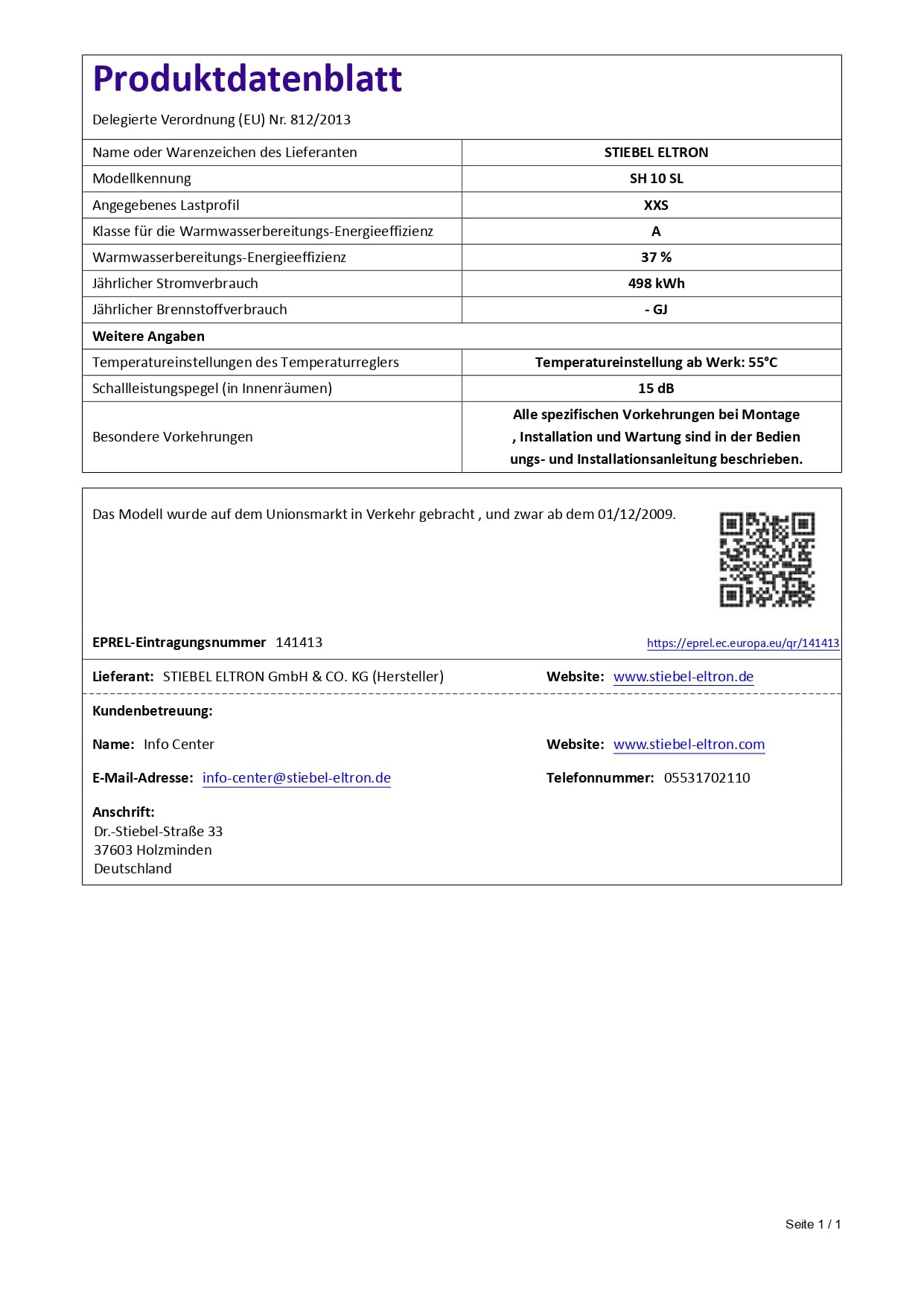 STIEBEL ELTRON Kleinspeicher SH 10 SL, 2 kW, druckfest, Übertisch, stufenlose Temperaturwahl über Drehwähler, Frostschutzstellung, Signallampe, 229475