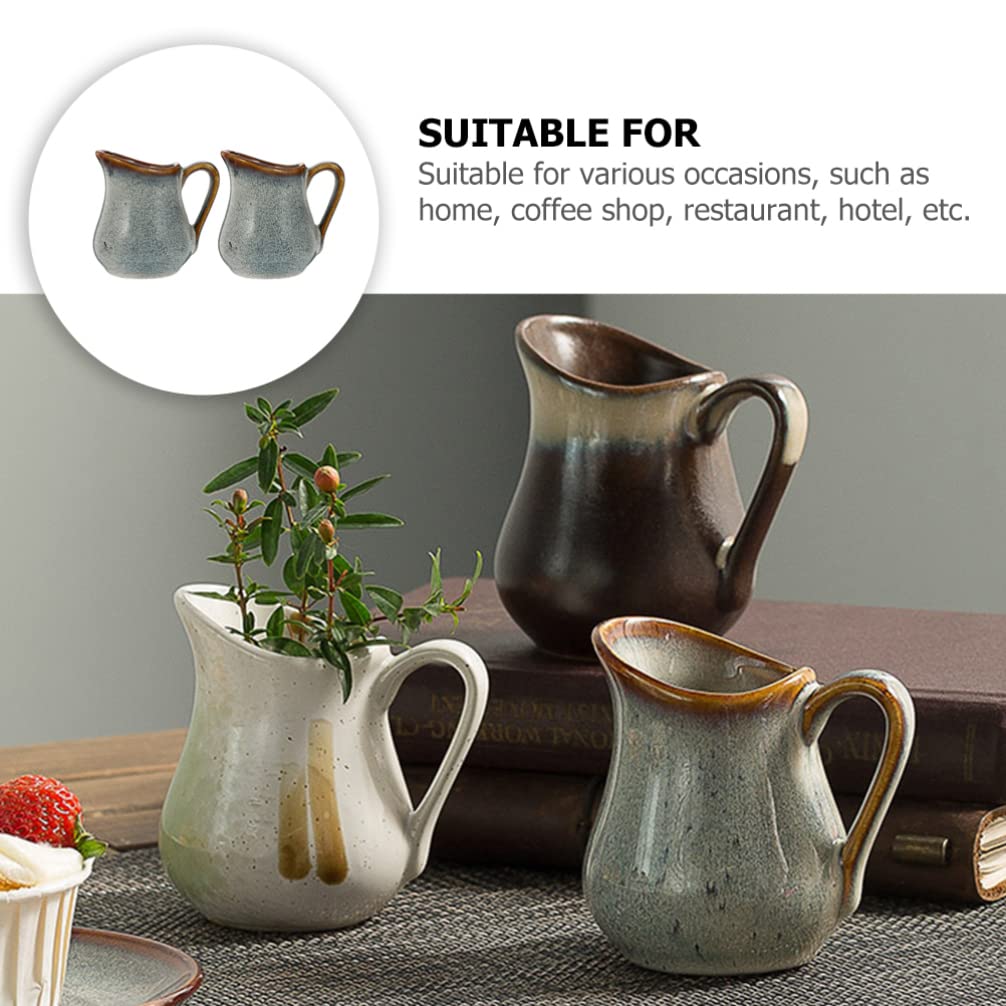 Tazza per Montare Il Latte Piccola brocca per la Panna in Ceramica: 2 Pezzi Mini brocca per la Panna da caffè e Latte Tazza con Manico brocca per servire Il,Colori Assortiti