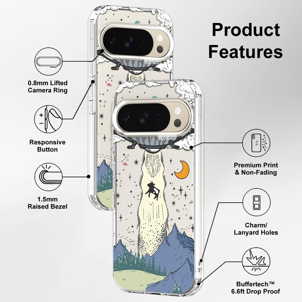 MOSNOVO Case for Google Pixel 10 & Pixel 10 Pro, [Buffertech 6.6ft Military-Grade Drop Protection] [Anti Peel Off Tech] Clear TPU Bumper Phone Case Cover Design - Cute Cherry — view 286